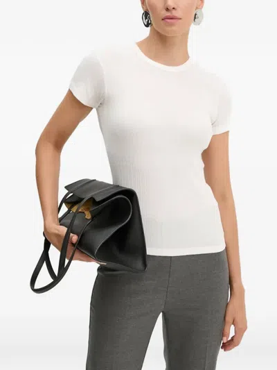Drykorn Ribbed Short-sleeve T-shirt In White