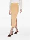 Drykorn Ribbed Side-slit Midi Skirt In Neutral