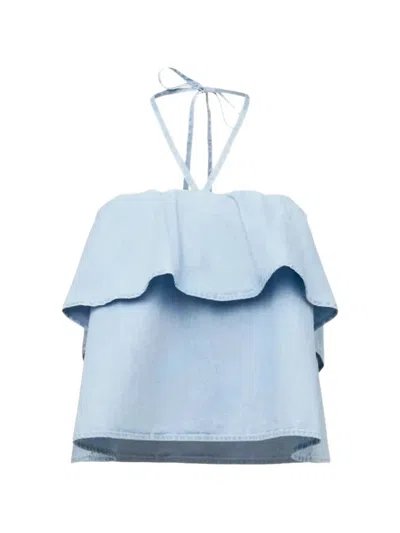 Drykorn Ruffled Halterneck Blouse In Blue