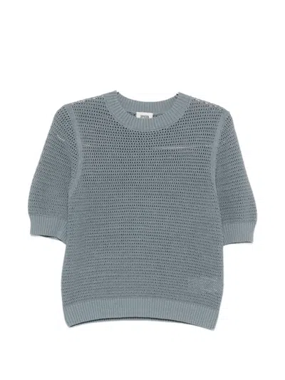 Drykorn Sanidy Open-knit Short-sleeve T-shirt In Blue