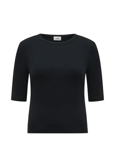 Drykorn Selay Ribbed-knit Short-sleeve Slim-fit Cotton T-shirt In Black