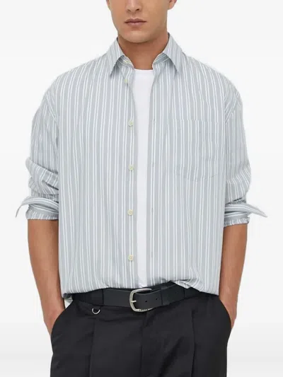 Drykorn Striped Long-sleeve Shirt In Gray