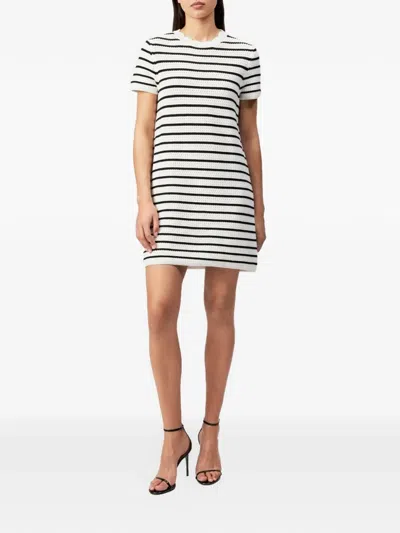 Drykorn Striped Pointelle-knit Dress In White