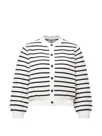 Drykorn Striped Scalloped-edge Cardigan In Multi