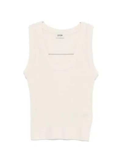 Drykorn Sulena Ribbed Scoop-neck Top In Neutral