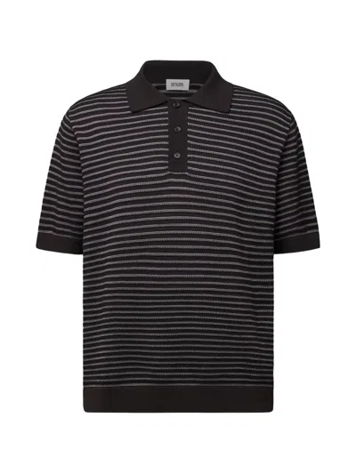 Drykorn Tamian Striped Polo Shirt In Brown