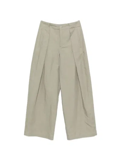 Drykorn Threw Pleated Wide-leg Trousers In Green