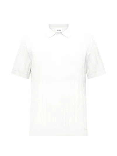 Drykorn Triton Cable-knit Polo Shirt In White