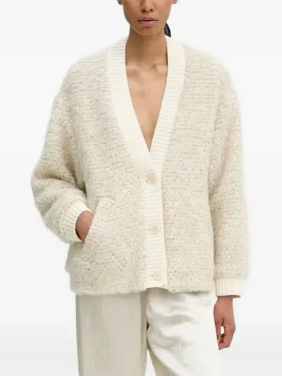 Drykorn V-neck Chunky-knit Cardigan In Neutral
