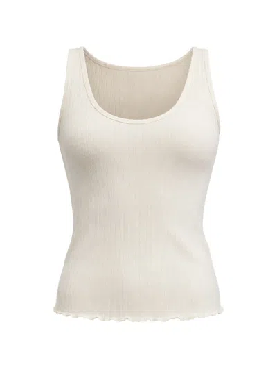 Drykorn Vendica Ribbed Lettuce-hem Tank Top In White
