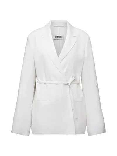 Drykorn Wincham Belted Wrap Blazer In White