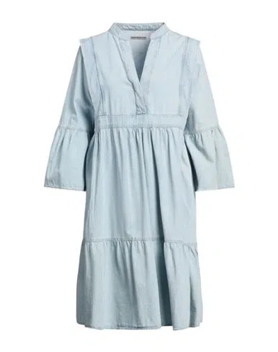 Drykorn Woman Midi Dress Blue Size 3 Cotton In Gray