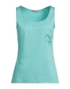 Drykorn Woman Tank Top Turquoise Size 1 Cotton In Blue