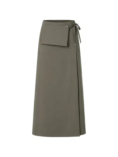 Drykorn Wrap-style Pouch-detail Midi Skirt In Gray