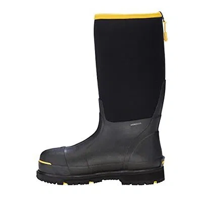 Pre-owned Dryshod Mens Hi Waterproof Steel Toe Work Safety Shoes Boots- Black Size 12 In Black/yellow
