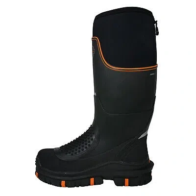 Pre-owned Dryshod Mens Megatar Black/orange Rubber St Pr Mt Work Boots