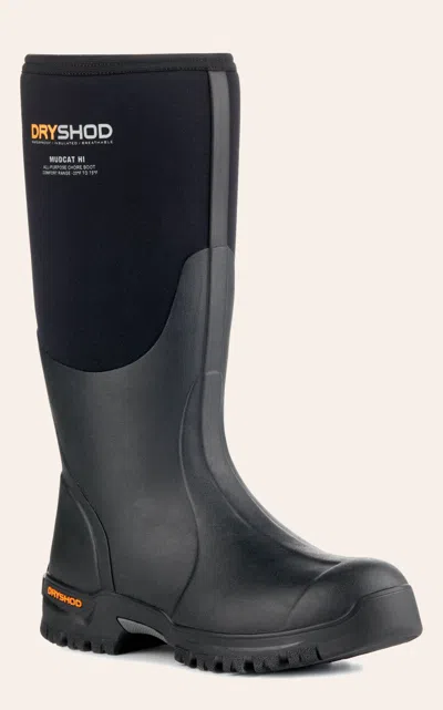 Dryshod Mudcat Hi Black Waterproof Toe Guard Round Toe Rubber Work Boots
