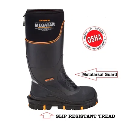 Pre-owned Dryshod Size 10 Megatar Steel Toe Extreme Protection Metatarsal Boot Meg-mh-bk In Black