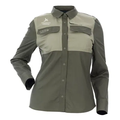 Dsg Outerwear Women's Dsg Pheasants Forever Long Sleeve Field Button Up Shirt In Green