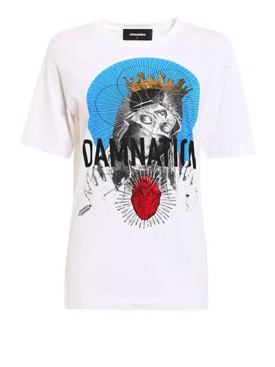 Dsqaured2 Dsquared2 Men's White Damnation Print Cotton T-shirt Xxl