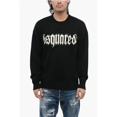 Dsquared2 Alpaca-blended Pullover With Contrasting Logo In Black