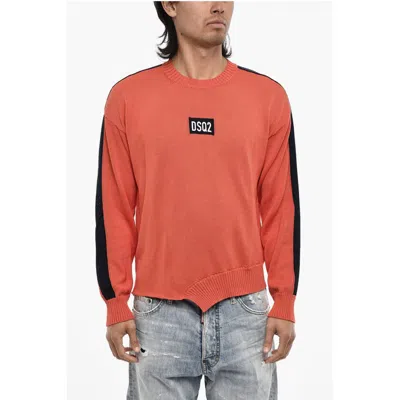 Dsquared2 Asymmetrical Cut Crew-neck Sweater With Contrasting Band