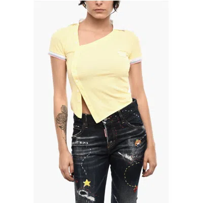 Dsquared2 Asymmetrical Cut Top With Polo Neck In Yellow
