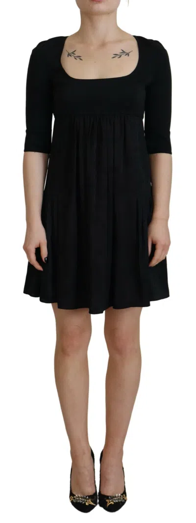 Dsquared² Black Acetate Short Sleeves A-line Sheath Dress