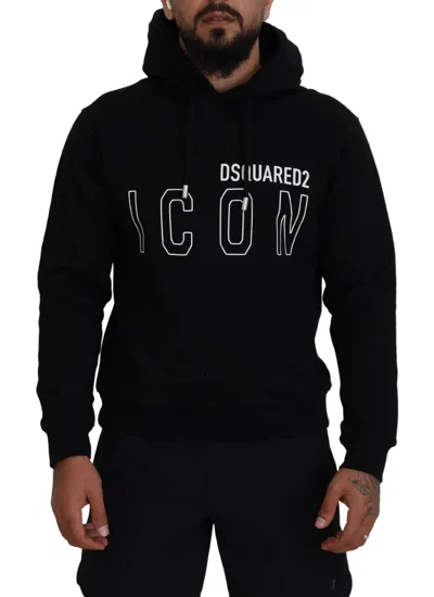 Dsquared² Black Cotton Hooded Printed Men Pullover Men's Sweater