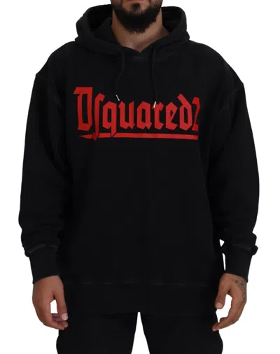 Pre-owned Dsquared² Black Cotton Hooded Printed Men Pullover Men's Sweater ()