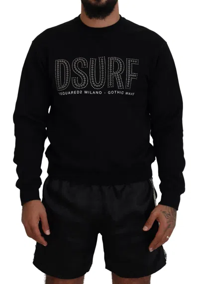 Pre-owned Dsquared² Black Cotton Printed Long Sleeves Pullover Men's Sweater ()