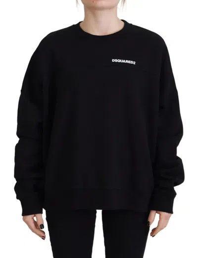 Dsquared² Black Cotton Printed Women Long Sleeve Sweater