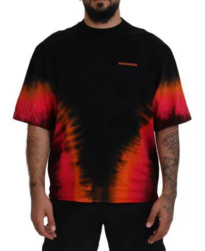 Pre-owned Dsquared² Black Orange Cotton Short Sleeves Crewneck Men's T-shirt ()