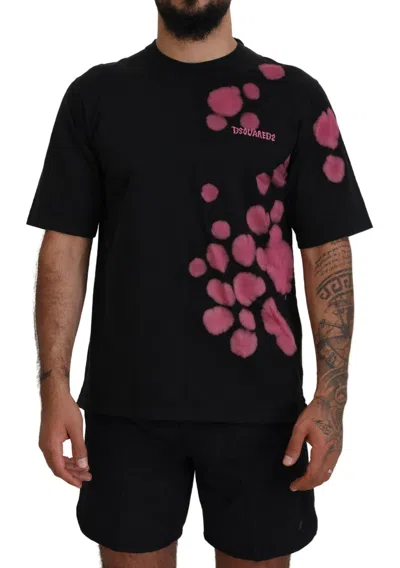 Pre-owned Dsquared² Black Pink Cotton Short Sleeves Crewneck Men's T-shirt ()