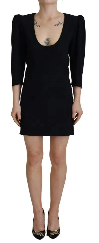 Dsquared² Black Polyester Long Sleeves Bodycon Sheath Dress