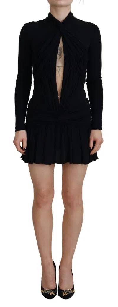 Dsquared² Black Viscose Long Sleeves Cut Out Mini Dress