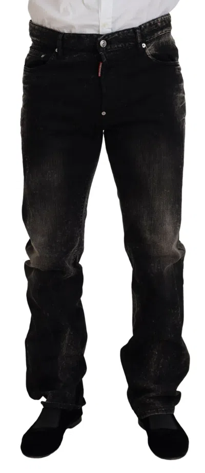 Dsquared² Black Washed Cotton Straight Fit Casual Denim Men's Jeans