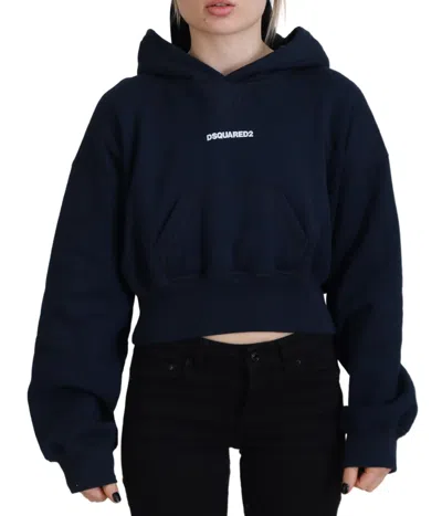 Dsquared² Blue Logo Print Hooded Cap Long Sleeve Women's Sweater
