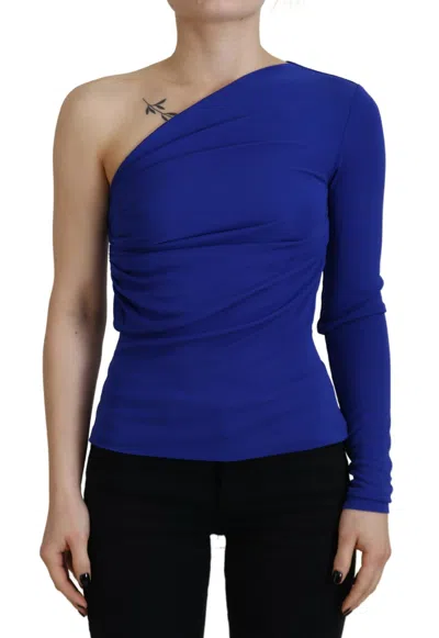 Dsquared² Blue Viscose One Shoulder Slim Fit Blouse Top In Red