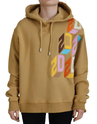 Dsquared² Brown Logo Printed Hooded Long Sleeve Sweater In Red