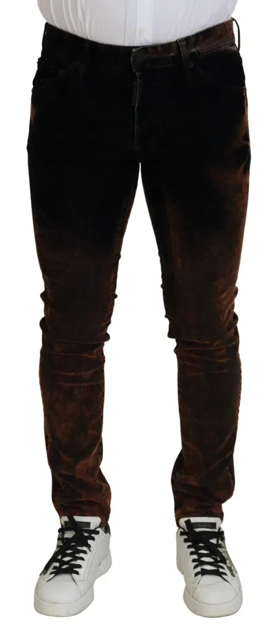 Dsquared² Brown Washed Cotton Skinny Casual Denim Men's Jeans