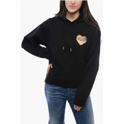 Dsquared² Brushed Cotton Hoodie With See Through Insert