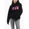 Dsquared2 Brushed Cottton Blurred Icon Hoodie In Black