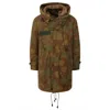 Dsquared2 Camo Textured Hooded Parka With Leather Details In Red