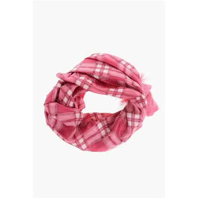 Dsquared2 Checked Silk Foulard With Tassels In Red