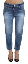 Dsquared2 Blue Cotton Low Waist Cropped Denim Cool Girl Jeans