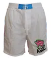 Dsquared2 White Pink Logo Print Men Beachwear Shorts Swimwear