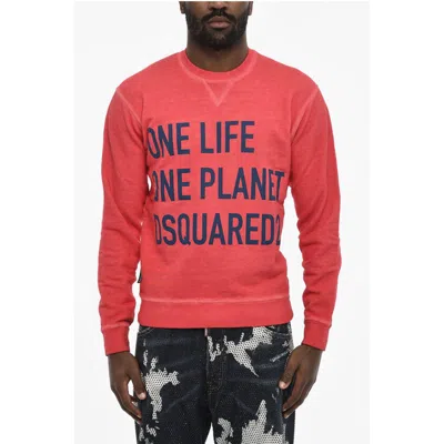 Dsquared2 Cotton Crew-neck Sweatshirt With Frontal Maxi Print