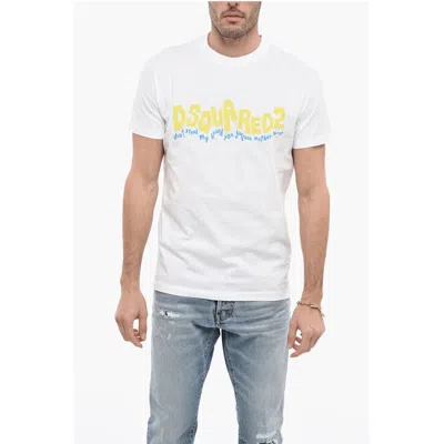 Dsquared2 Crew Neck Cool Fit T-shirt With Printed Logo In White