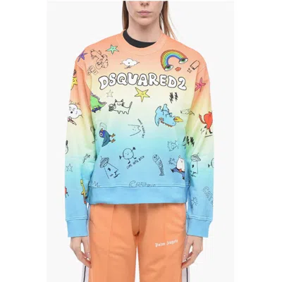 Dsquared² Crew Neck Degradè Cotton Printed Sweatshirt